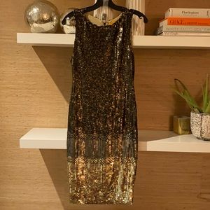Alice & Olivia Baia olive/gold sequin dress sz 2